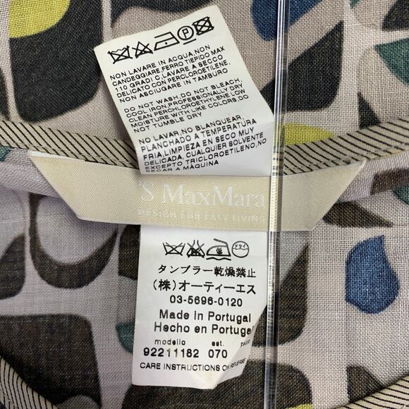 MAX MARA Size 8 Grey Multi Color Cotton Silk Abstract Short Sleeve Dress - Picture 7 of 7
